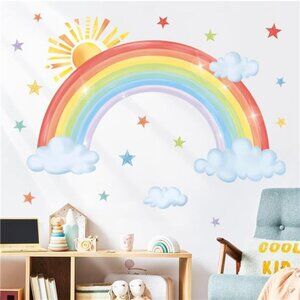large rainbow wall decals sun cloud star stickers baby nursery kids room decor